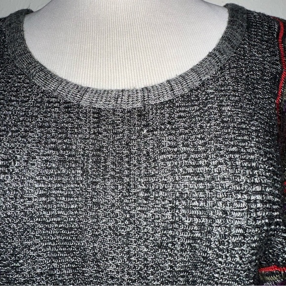 VTG crop sweater top grey red purple black Y2K made in USA scoop neck M - Picture 3 of 13